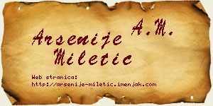 Arsenije Miletić vizit kartica